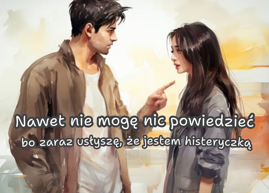 Kobieta zablokowana emocjonalnie, mężczyzna wskazuje ją palcem – radzenie sobie z krytyką